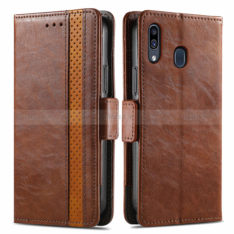 Funda de Cuero Cartera con Soporte Carcasa S02D para Samsung Galaxy M10S Marron