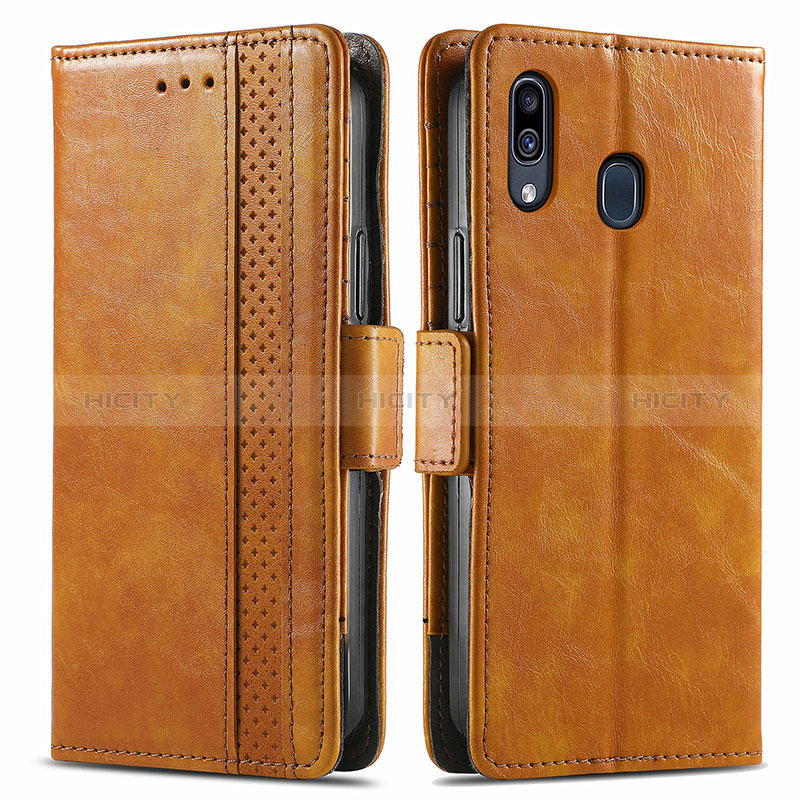 Funda de Cuero Cartera con Soporte Carcasa S02D para Samsung Galaxy M10S Marron Claro