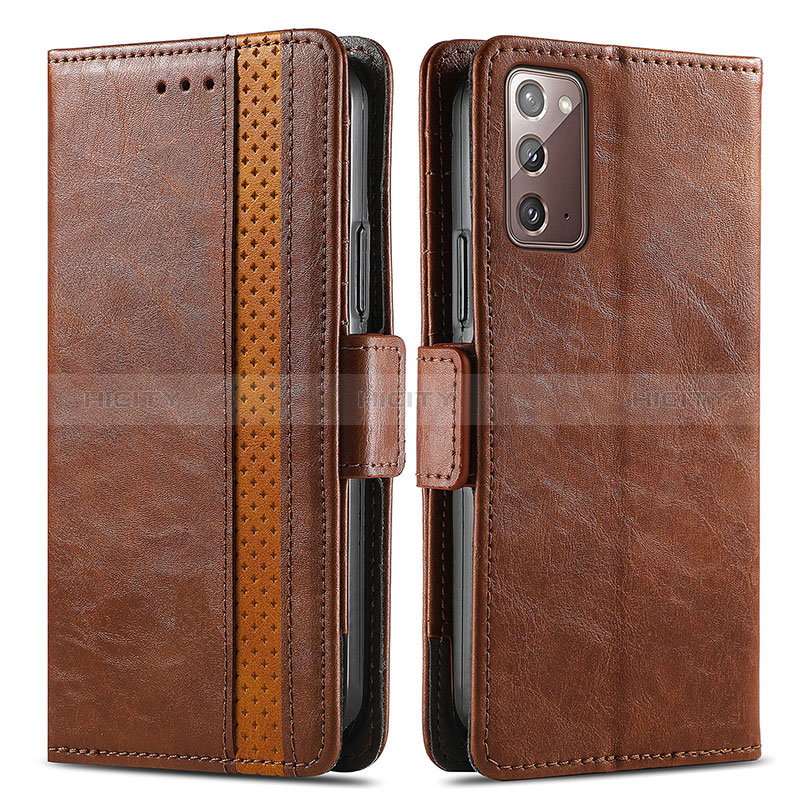 Funda de Cuero Cartera con Soporte Carcasa S02D para Samsung Galaxy Note 20 5G Marron