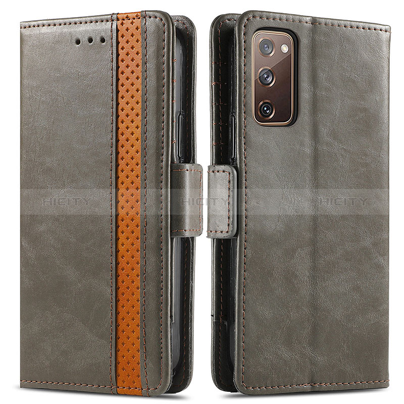 Funda de Cuero Cartera con Soporte Carcasa S02D para Samsung Galaxy S20 FE (2022) 5G Gris