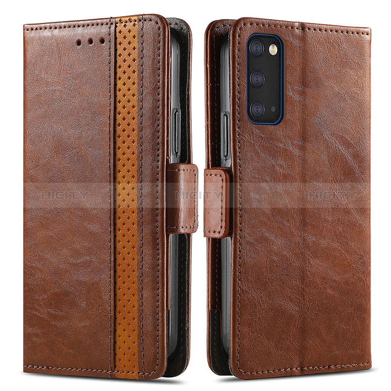 Funda de Cuero Cartera con Soporte Carcasa S02D para Samsung Galaxy S20 Plus 5G Marron