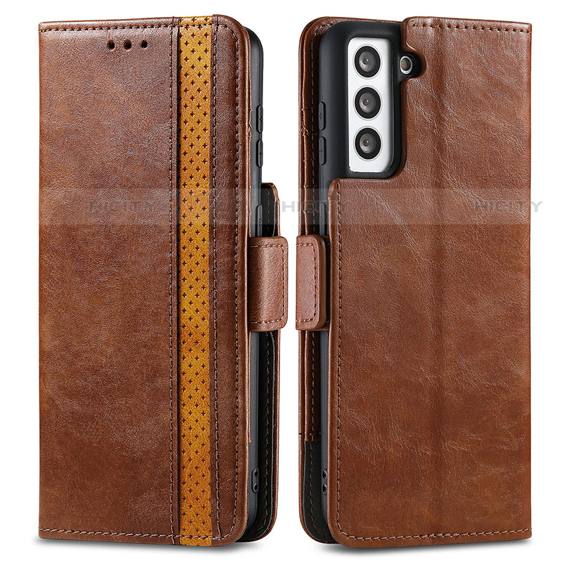 Funda de Cuero Cartera con Soporte Carcasa S02D para Samsung Galaxy S21 5G Marron