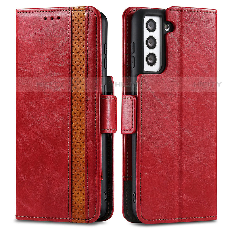 Funda de Cuero Cartera con Soporte Carcasa S02D para Samsung Galaxy S21 Plus 5G Rojo