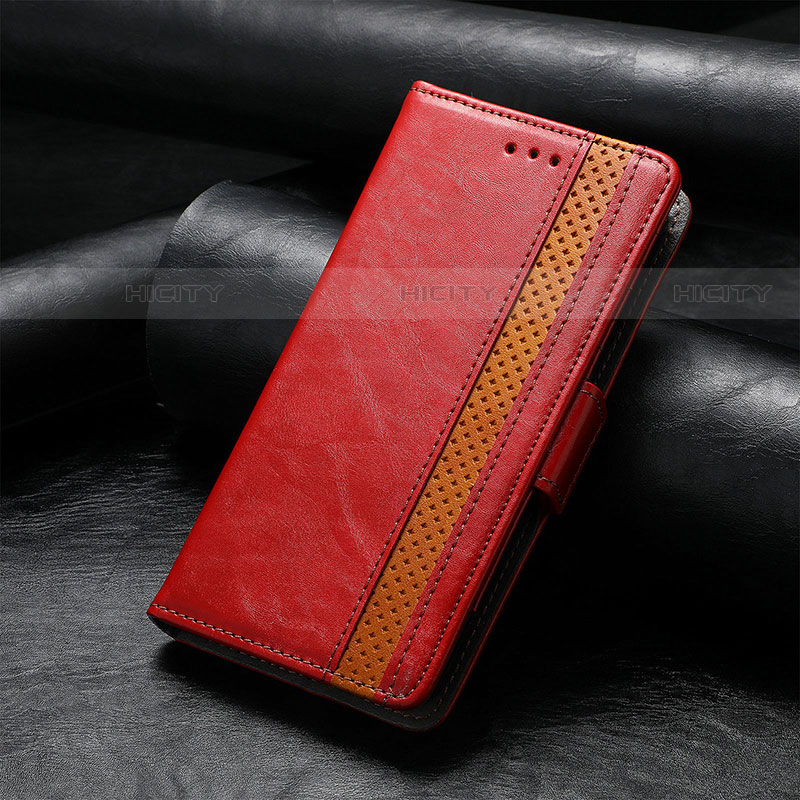 Funda de Cuero Cartera con Soporte Carcasa S02D para Samsung Galaxy S23 Ultra 5G Rojo