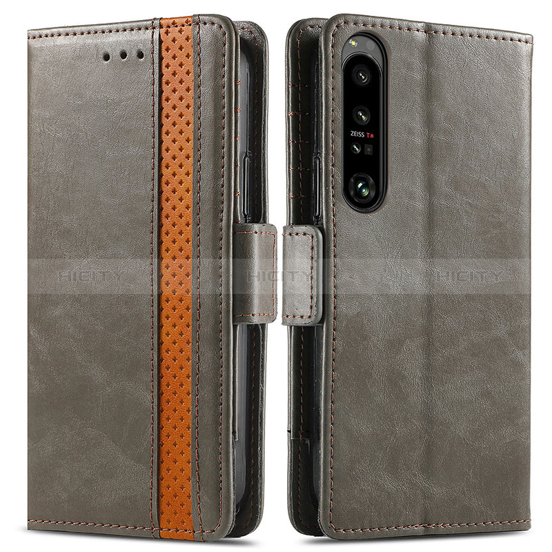 Funda de Cuero Cartera con Soporte Carcasa S02D para Sony Xperia 1 IV SO-51C Gris