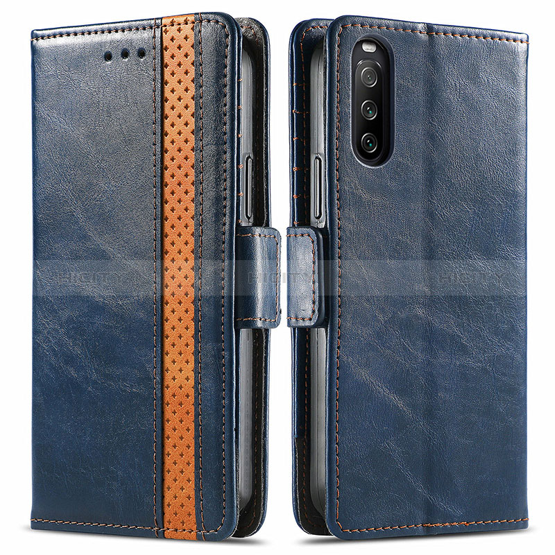 Funda de Cuero Cartera con Soporte Carcasa S02D para Sony Xperia 10 III Lite Azul