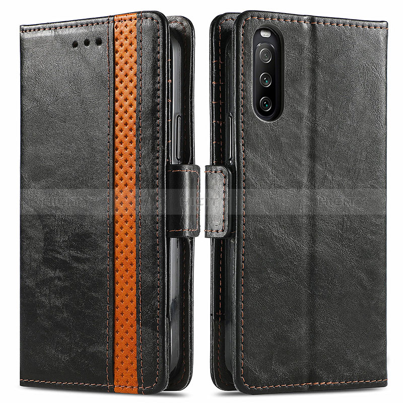 Funda de Cuero Cartera con Soporte Carcasa S02D para Sony Xperia 10 III Lite Negro