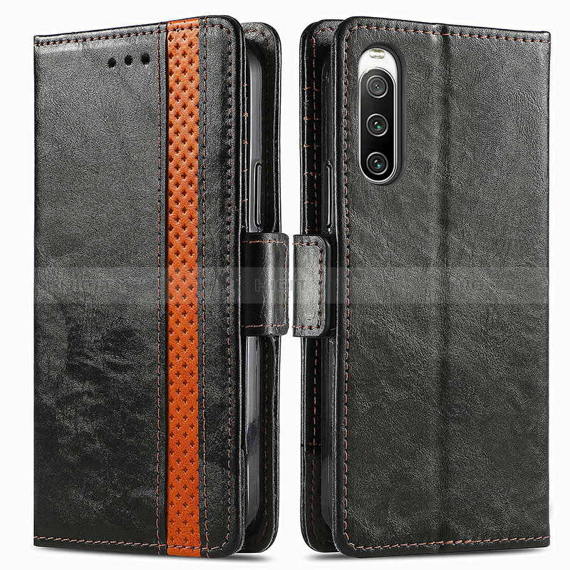 Funda de Cuero Cartera con Soporte Carcasa S02D para Sony Xperia 10 IV Negro