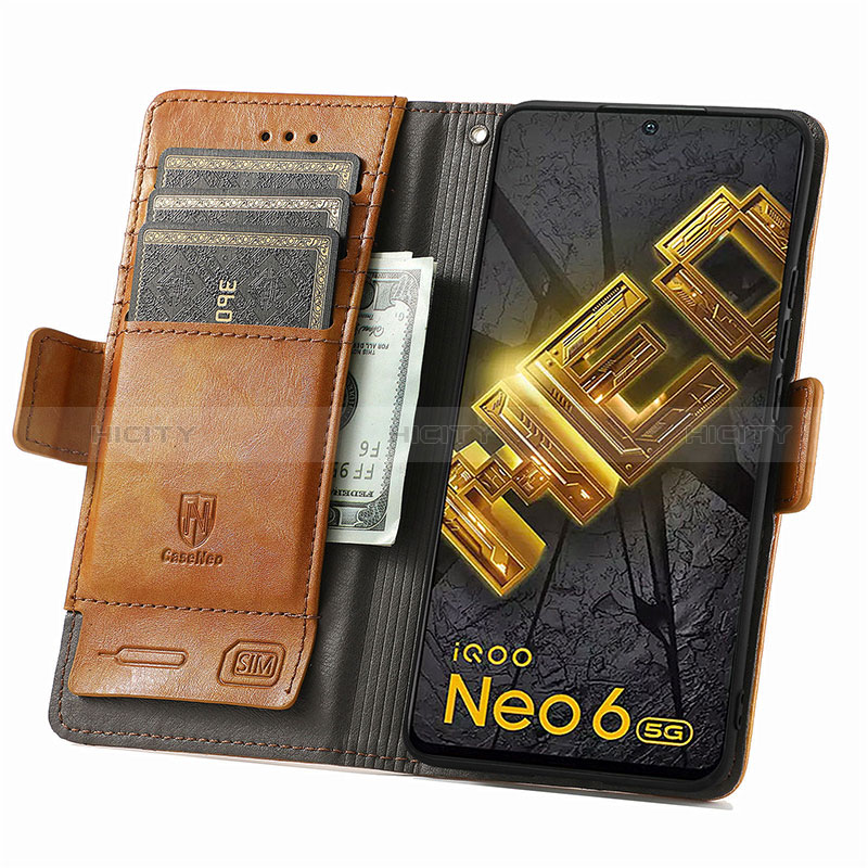 Funda de Cuero Cartera con Soporte Carcasa S02D para Vivo iQOO Neo6 5G