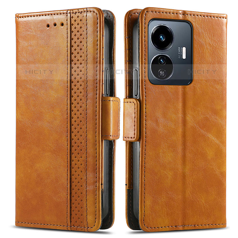 Funda de Cuero Cartera con Soporte Carcasa S02D para Vivo iQOO Z6 Lite 5G Marron Claro