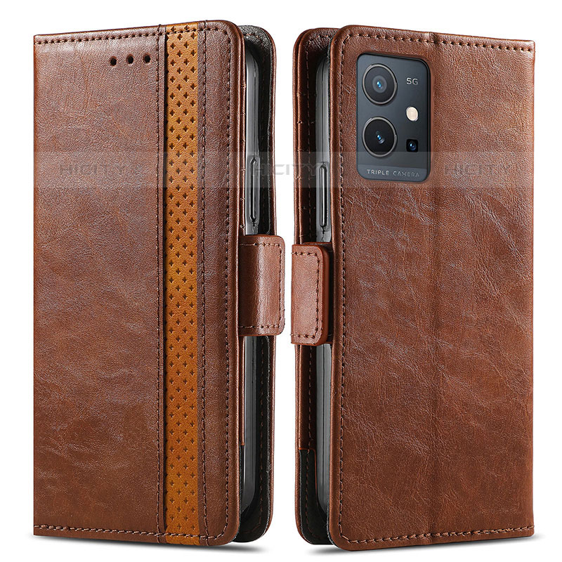 Funda de Cuero Cartera con Soporte Carcasa S02D para Vivo T1 5G India Marron