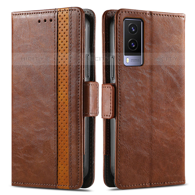 Funda de Cuero Cartera con Soporte Carcasa S02D para Vivo V21e 5G Marron