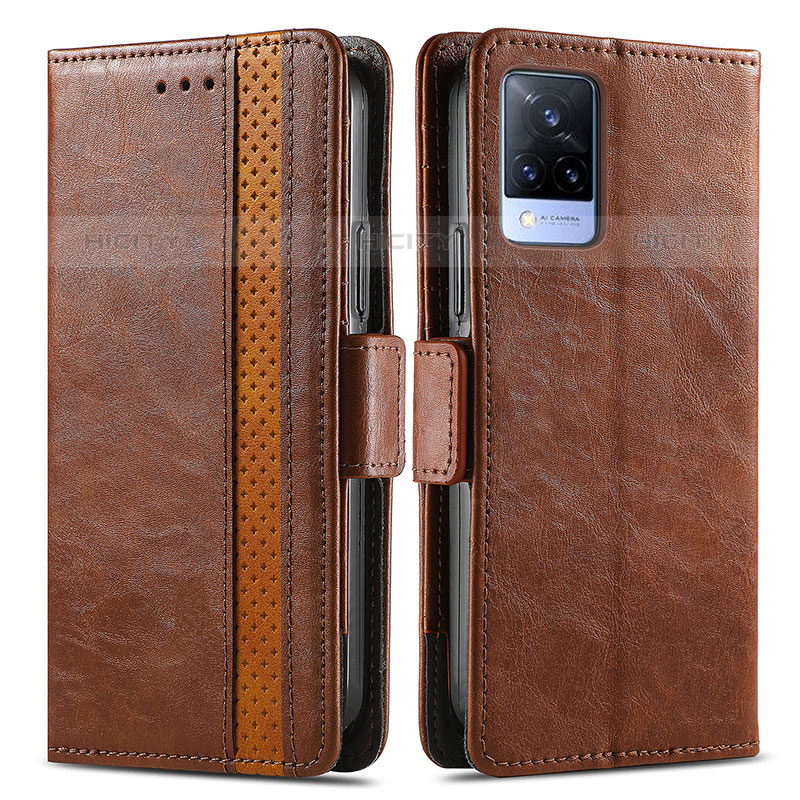 Funda de Cuero Cartera con Soporte Carcasa S02D para Vivo V21s 5G Marron