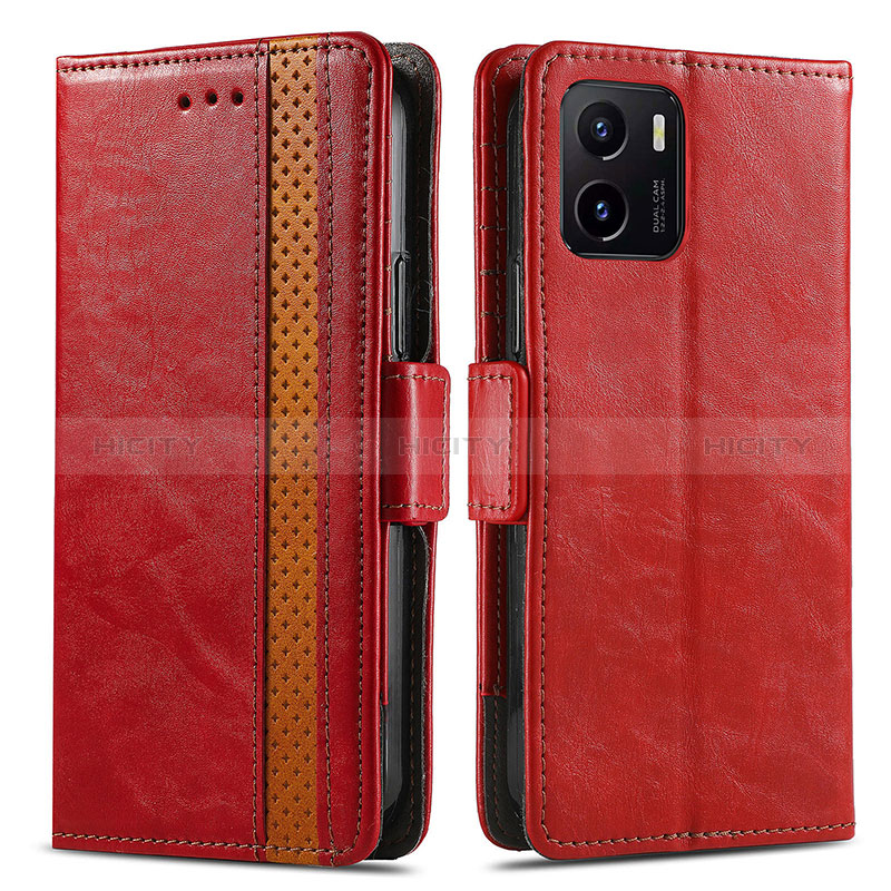 Funda de Cuero Cartera con Soporte Carcasa S02D para Vivo Y10 t1 Rojo