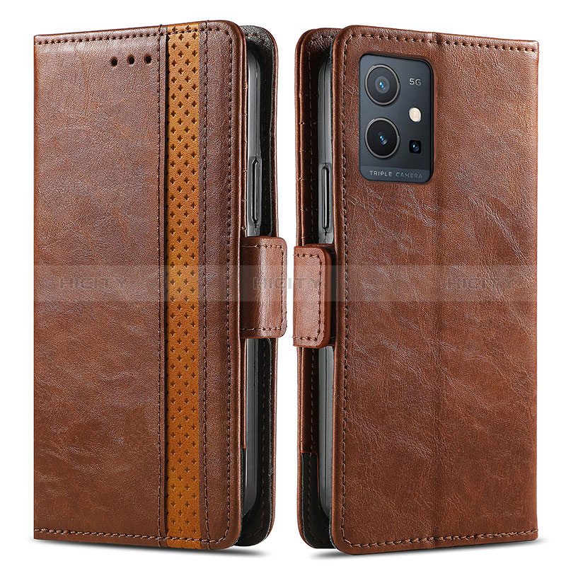 Funda de Cuero Cartera con Soporte Carcasa S02D para Vivo Y33e 5G Marron