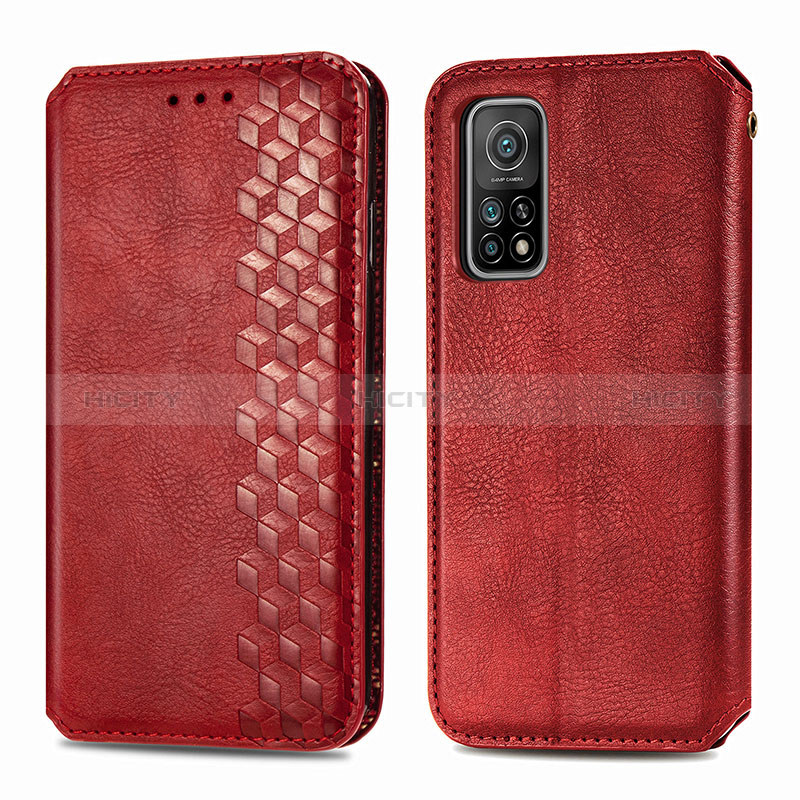 Funda de Cuero Cartera con Soporte Carcasa S02D para Xiaomi Mi 10T 5G Rojo