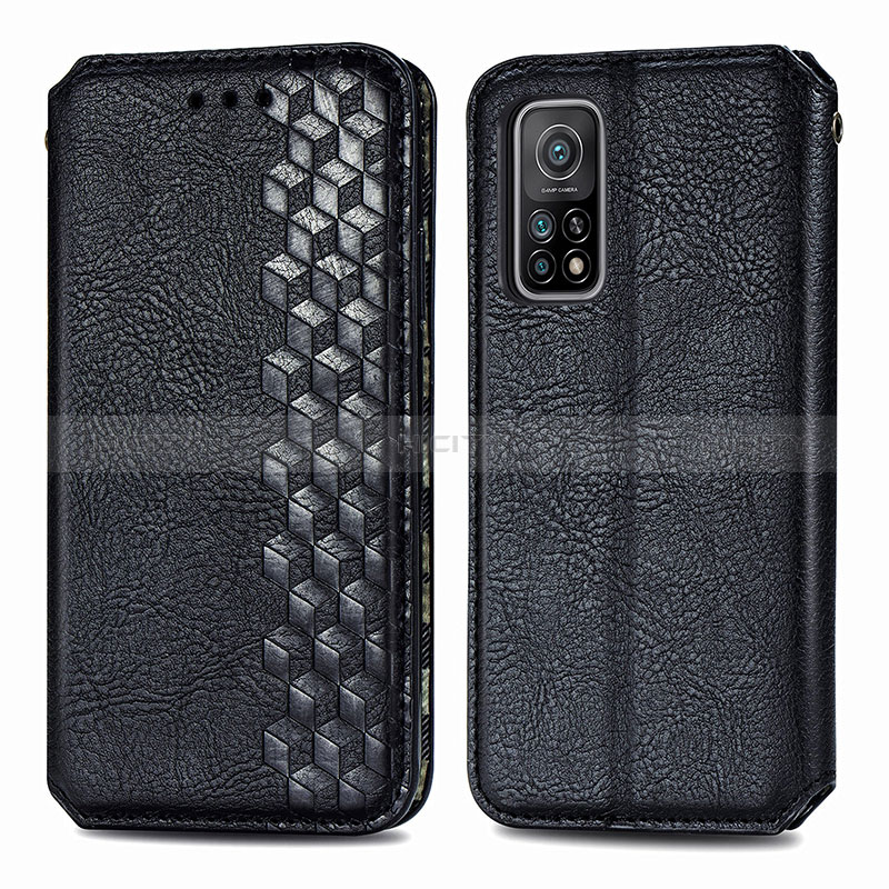 Funda de Cuero Cartera con Soporte Carcasa S02D para Xiaomi Mi 10T Pro 5G Negro