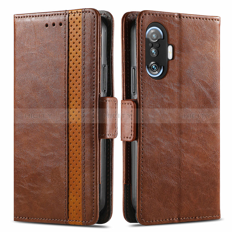 Funda de Cuero Cartera con Soporte Carcasa S02D para Xiaomi Poco F3 GT 5G Marron