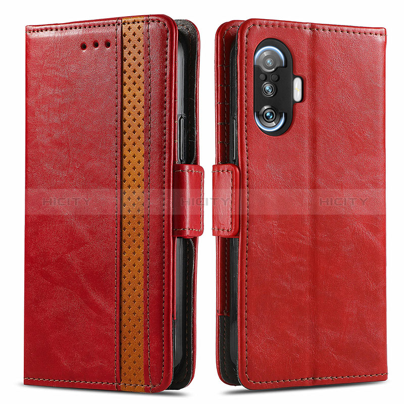 Funda de Cuero Cartera con Soporte Carcasa S02D para Xiaomi Poco F3 GT 5G Rojo