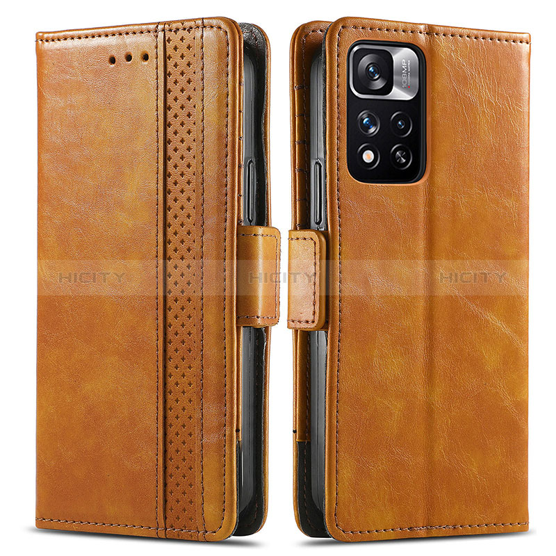 Funda de Cuero Cartera con Soporte Carcasa S02D para Xiaomi Poco X4 NFC Marron Claro