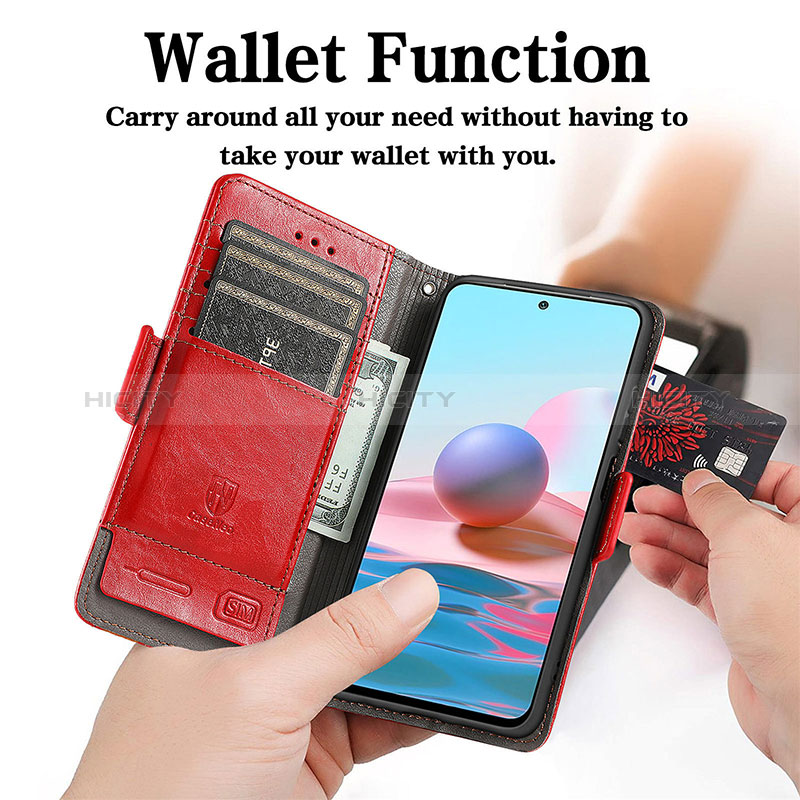 Funda de Cuero Cartera con Soporte Carcasa S02D para Xiaomi Redmi Note 10 4G