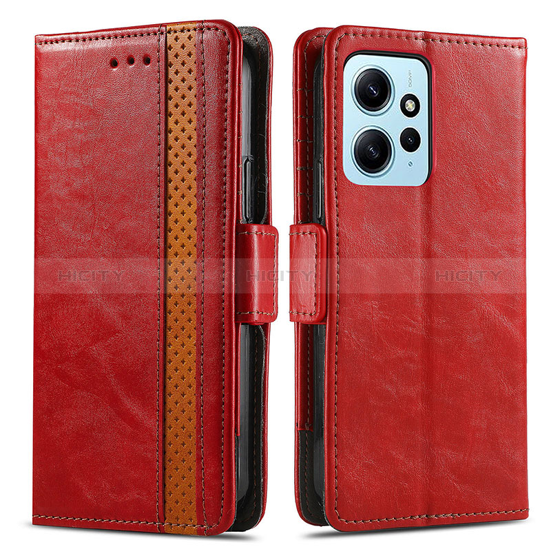 Funda de Cuero Cartera con Soporte Carcasa S02D para Xiaomi Redmi Note 12 4G Rojo