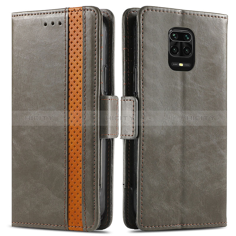 Funda de Cuero Cartera con Soporte Carcasa S02D para Xiaomi Redmi Note 9 Pro Max Gris