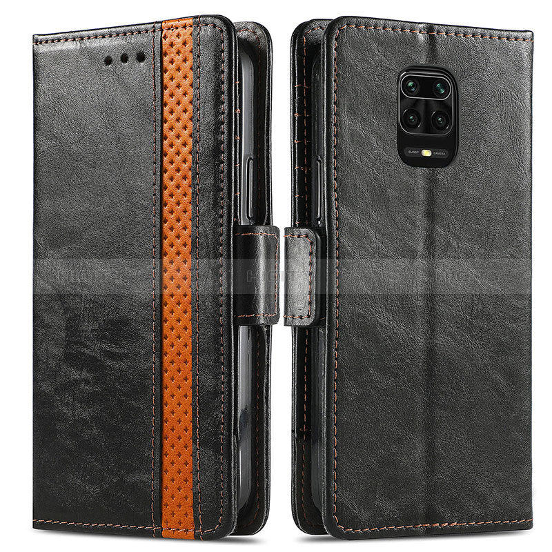 Funda de Cuero Cartera con Soporte Carcasa S02D para Xiaomi Redmi Note 9 Pro Max Negro