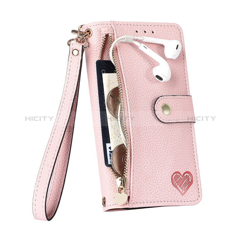 Funda de Cuero Cartera con Soporte Carcasa S03D para Apple iPhone 13 Rosa