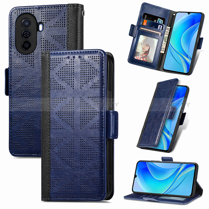 Funda de Cuero Cartera con Soporte Carcasa S03D para Huawei Nova Y70