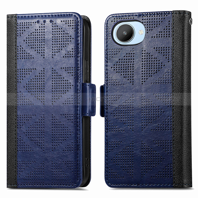 Funda de Cuero Cartera con Soporte Carcasa S03D para Realme C30s Azul