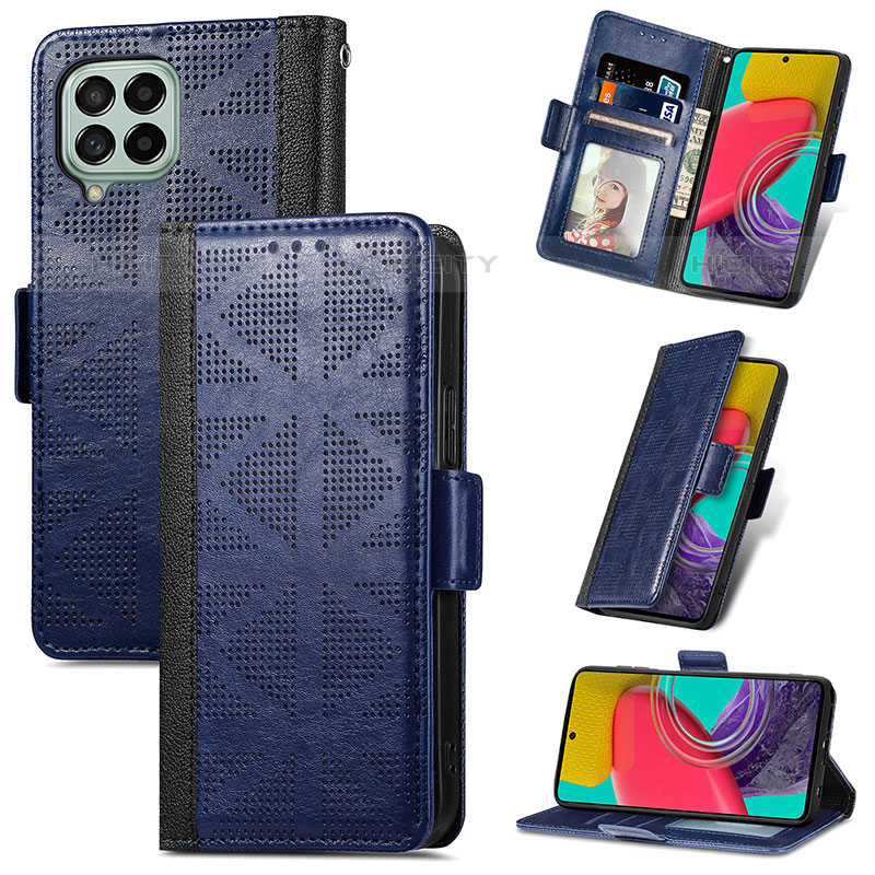 Funda de Cuero Cartera con Soporte Carcasa S03D para Samsung Galaxy M53 5G Azul