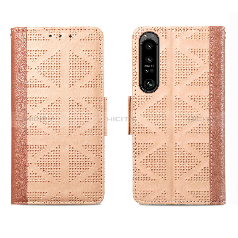 Funda de Cuero Cartera con Soporte Carcasa S03D para Sony Xperia 1 IV SO-51C Marron Claro