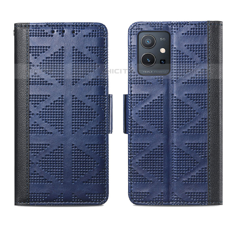 Funda de Cuero Cartera con Soporte Carcasa S03D para Vivo iQOO Z6 5G Azul