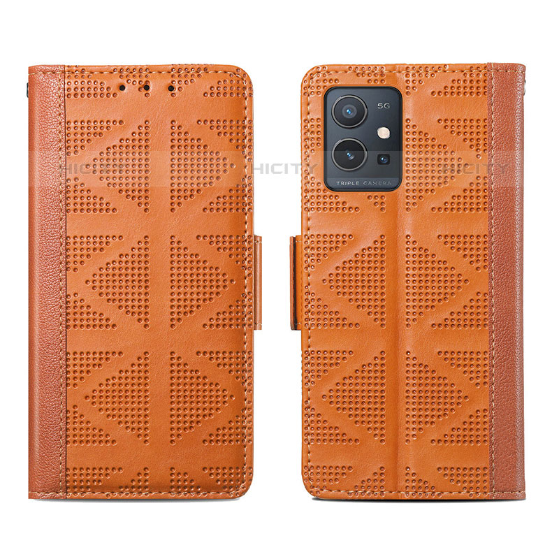 Funda de Cuero Cartera con Soporte Carcasa S03D para Vivo iQOO Z6 5G Marron