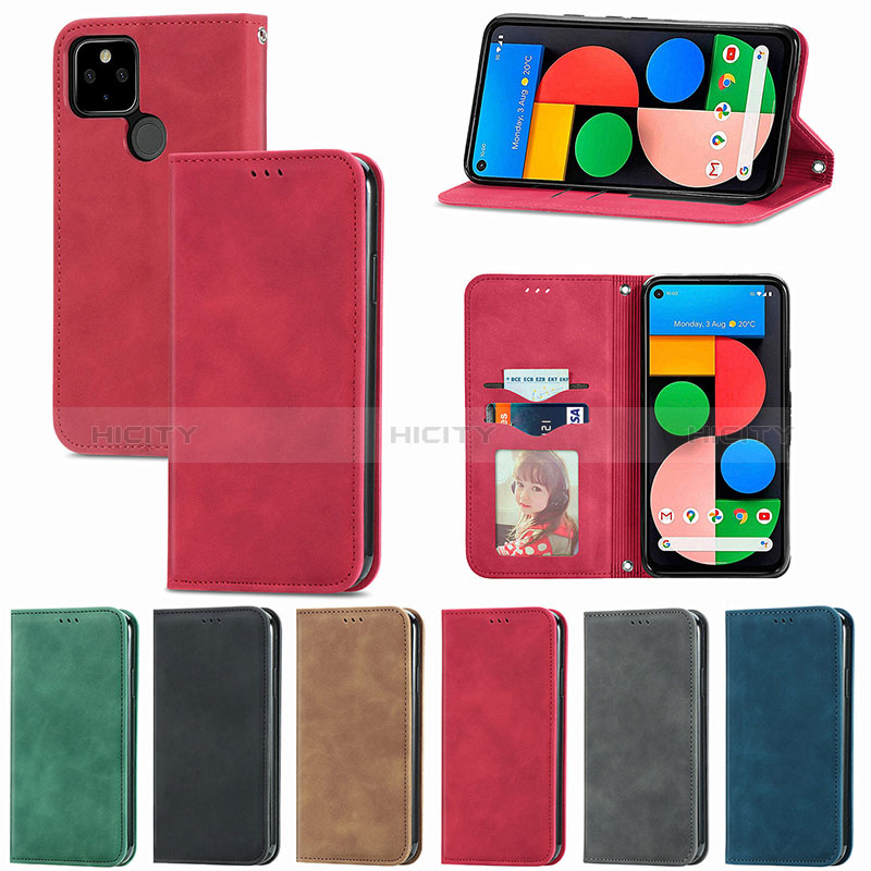 Funda de Cuero Cartera con Soporte Carcasa S04D para Google Pixel 5a 5G