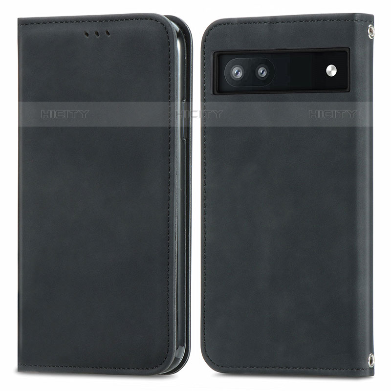 Funda de Cuero Cartera con Soporte Carcasa S04D para Google Pixel 6a 5G Negro