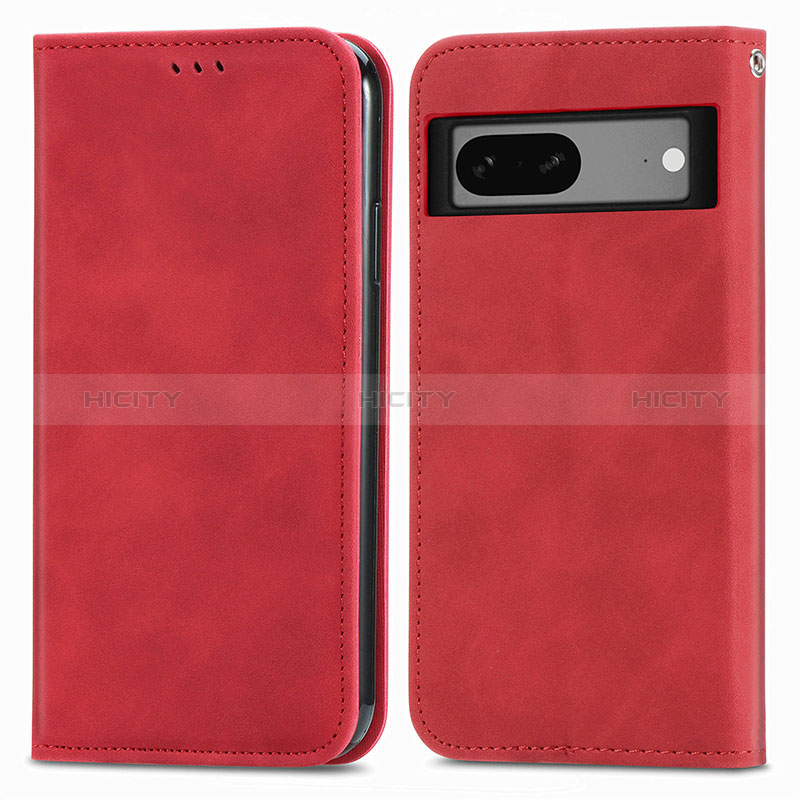 Funda de Cuero Cartera con Soporte Carcasa S04D para Google Pixel 7 5G Rojo