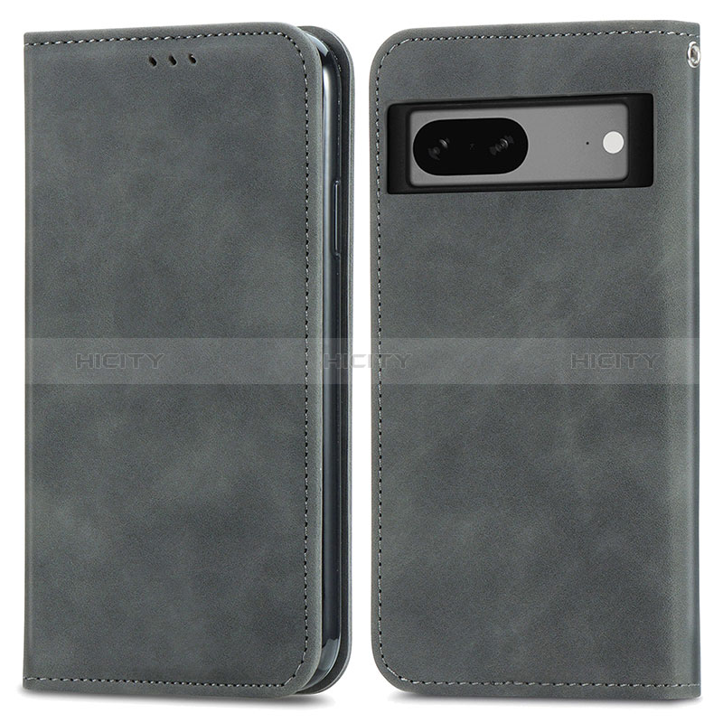 Funda de Cuero Cartera con Soporte Carcasa S04D para Google Pixel 7a 5G Gris