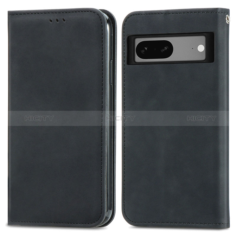 Funda de Cuero Cartera con Soporte Carcasa S04D para Google Pixel 7a 5G Negro