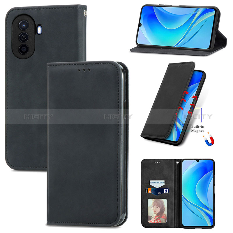 Funda de Cuero Cartera con Soporte Carcasa S04D para Huawei Enjoy 50