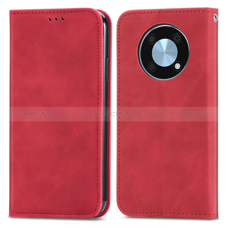 Funda de Cuero Cartera con Soporte Carcasa S04D para Huawei Enjoy 50 Pro Rojo