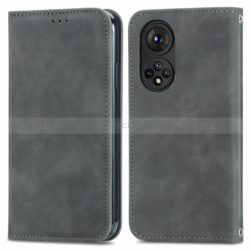 Funda de Cuero Cartera con Soporte Carcasa S04D para Huawei Honor 50 Pro 5G Gris