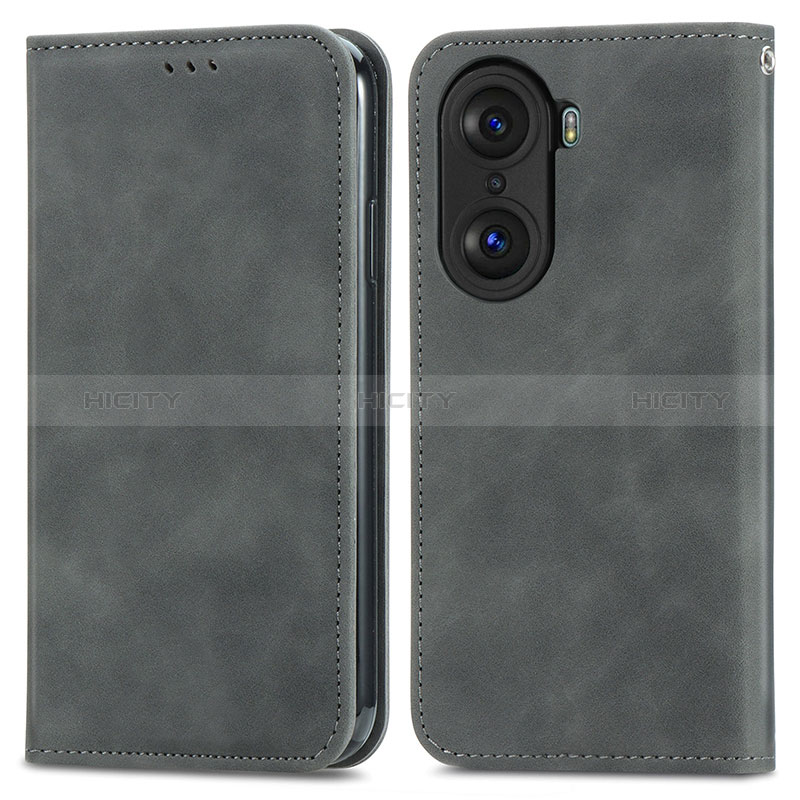 Funda de Cuero Cartera con Soporte Carcasa S04D para Huawei Honor 60 5G Gris