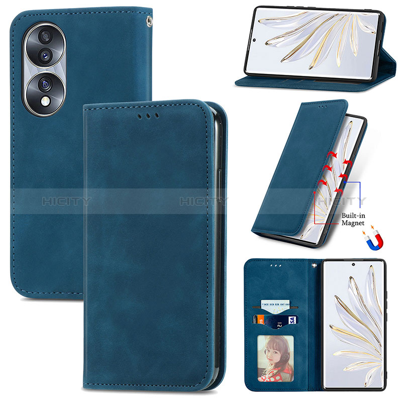 Funda de Cuero Cartera con Soporte Carcasa S04D para Huawei Honor 70 5G