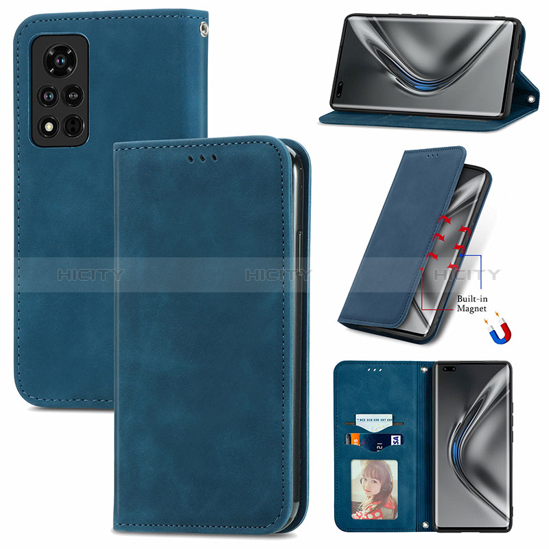 Funda de Cuero Cartera con Soporte Carcasa S04D para Huawei Honor V40 5G