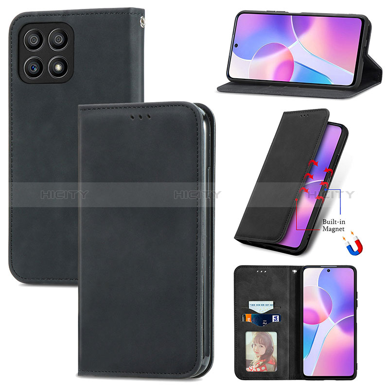 Funda de Cuero Cartera con Soporte Carcasa S04D para Huawei Honor X30i