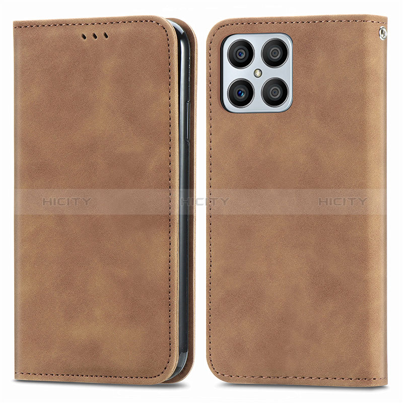 Funda de Cuero Cartera con Soporte Carcasa S04D para Huawei Honor X8 4G Marron