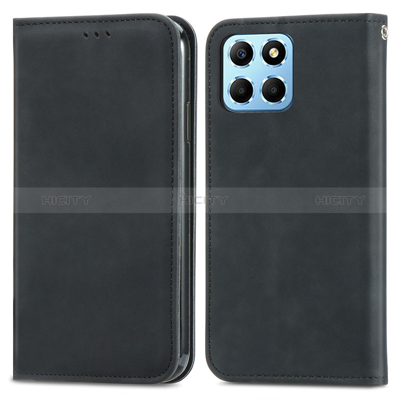 Funda de Cuero Cartera con Soporte Carcasa S04D para Huawei Honor X8 5G Negro