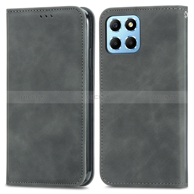 Funda de Cuero Cartera con Soporte Carcasa S04D para Huawei Honor X8a 5G Gris